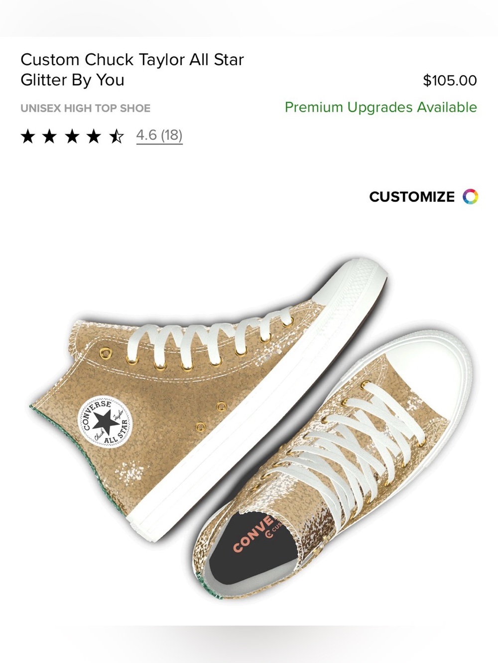 Gold glitter high top converse - Picture 2 of 10